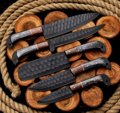 Custom HandMade Chef Set Kitchen Kinfe Cutlery - Hand Forged Carbon Steel 2930