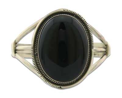 Vintage Navajo Bracelet 925 Silver Onyx Traditional Handmade Authentic Signed MP