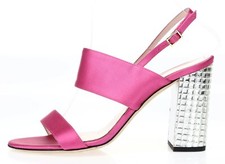 KATE SPADE Womens Pink Leather Crystal Block Heel Sandals Sz 9 B NEW 229282