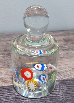 Vintage Fratelli Toso Murano Art Glass Millefiori Paperweight Knob Handle Label