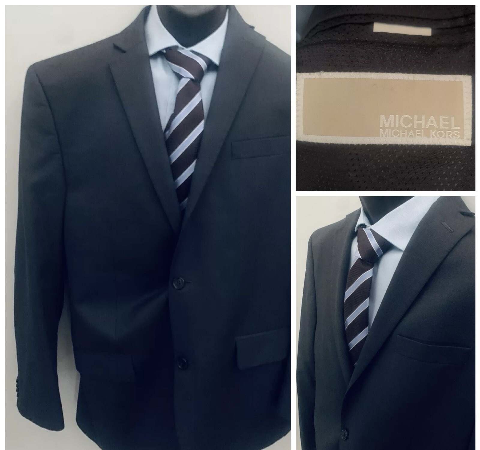 Men's Michael Kors Blazer Solid Gray 2 Button Pol… - image 1