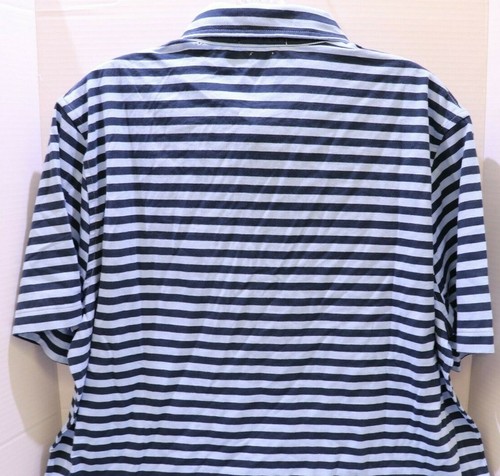 Polo Ralph Lauren Navy Blue Striped Cotton Interlock Classic Shirt Pocket Medium - Picture 10 of 12