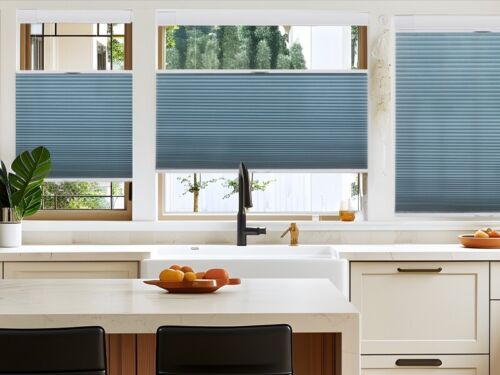 Persulix Clearance Room Darkening Blackout Blue Cellular Shade Honeycomb Blind - Picture 4 of 15