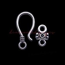 10 Pcs - Tibetan Silver Fancy Hook and Eye Toggle Clasps Findings Jewellery D297