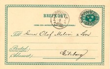 SCHWEDEN 1891, "NORRKÖPING" K1 glasklar und "GÖTEBORG 1 1 TUR" a. 5 (FEM) Öre GA