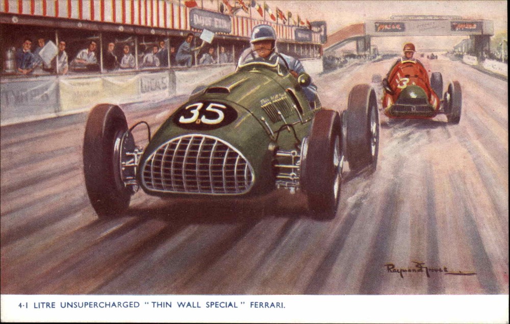 SIGNED Groves RACE CARS CAR RACING Tin Wall Special FERRARI PHOTOCHROM