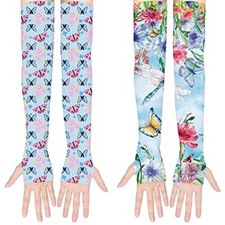 2 Pairs Farmers Gardening Arm Sleeves with Thumb Hole Sun Protection for Farming