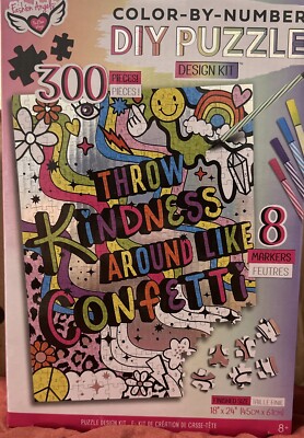 DIY Puzzle Design Kit 300 Pieces Color-By-Number Throw Kindness Around Like Conf
