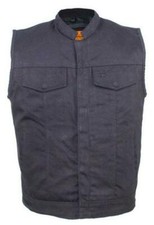 Men's Vest Denim Black Club Zipper Button Snap Front Closure 2 Gun Pockets