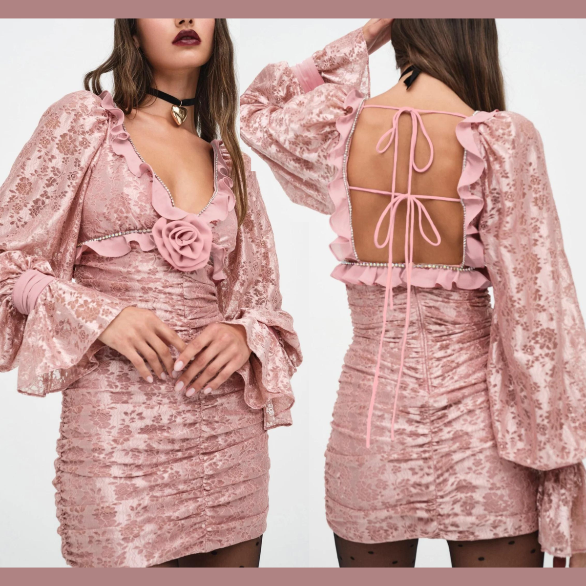 NWT $279 For Love and Lemons Small Long Sleeve Shawn Mini