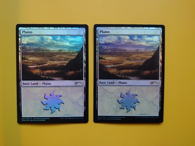 MTG Karte.  Plains x2 Standard Showdown Land FOLIE wie Bilder - Alayna Danner