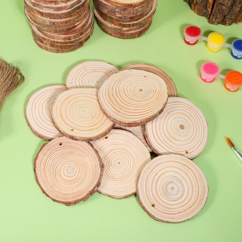 50pcs Diy Craft Wooden Slices Wood Rounds Home Decor Unfinished Wood Slices - Picture 5 of 10
