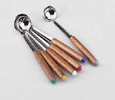 SET 6 MESTOLINI IN LEGNO SCURO PER FONDUTA BOURGUIGNONNE EVA CUCCHIAINI CUCCHIAI