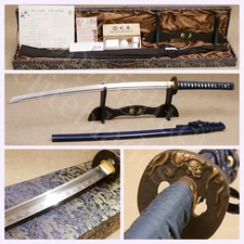 Musashi Umigame Hand Forged Clay Tempered Damascus Samurai Katana Sword