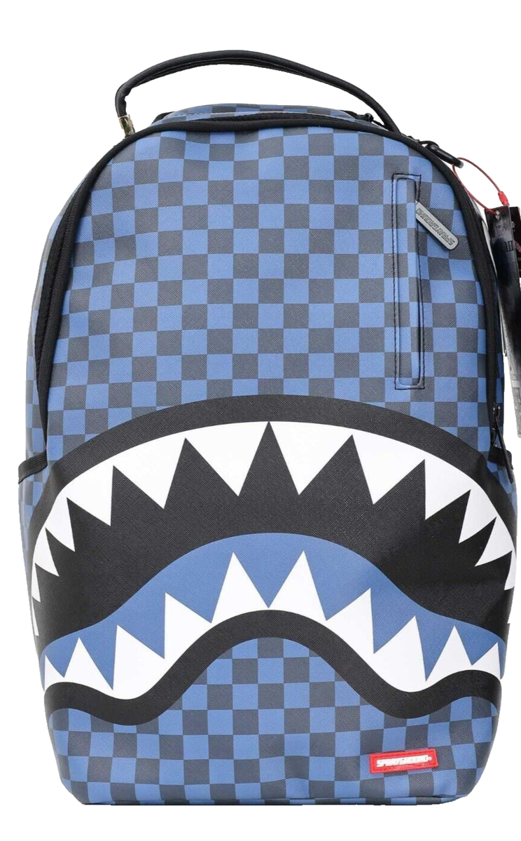Sprayground Sharks In Paris Blue Monogram Checkered Books Bag