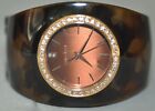 Caravelle Ladies Brown Dial Brown Tortoise Resin Bangle Cuff Watch 44L140