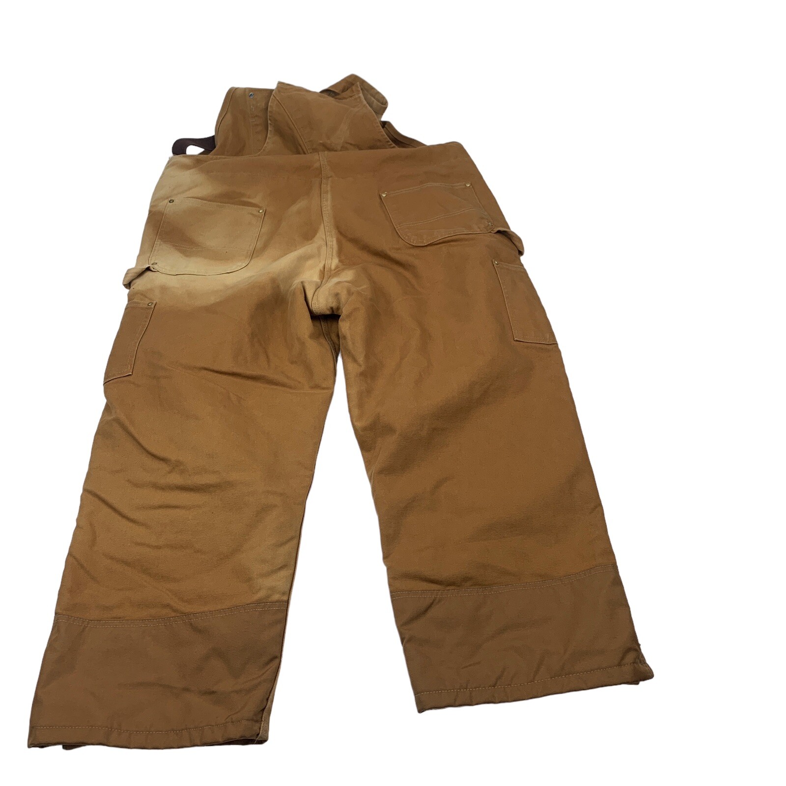 Carhartt Bib Overalls Mens 46 x 28 Thrashed Stained Faded R41BRN No