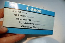 Canon FD lens table guide brochure manual focus  J E F G S