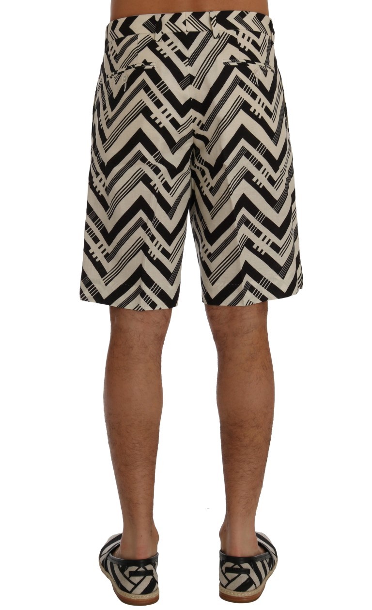 DOLCE & GABBANA Shorts White Black Striped Cotton Linen IT46 / W32 RRP $740 image 3