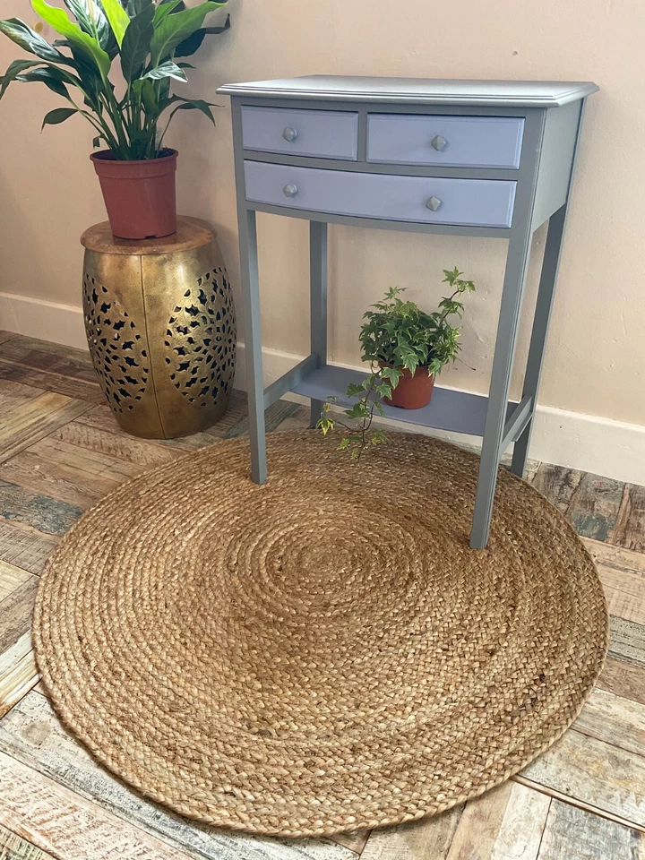 DHAKA Round Jute Rug Hand Woven Mat Rustic Natural Fibre Braided Indian Jute - Image 4 of 4