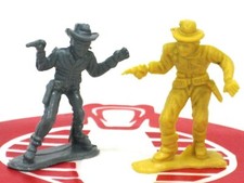 Lot of 2 Plastic Cowboy Figures Marx Style Figurine Toy