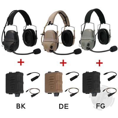 AMP Tactical Communication Headset Pickup Noise Reduction Earmuf w/ FCS V60  PTT | eBay