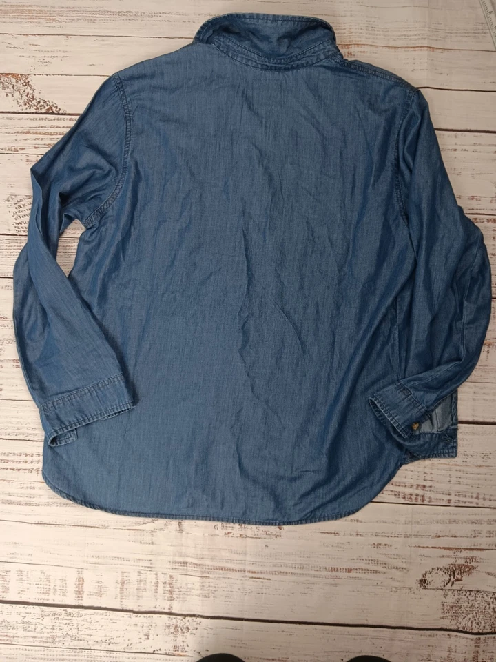 C&C California Chambray Tunic Top Women's Large Blue Cotton Blend Long Sleeve  - Image 2 of 4