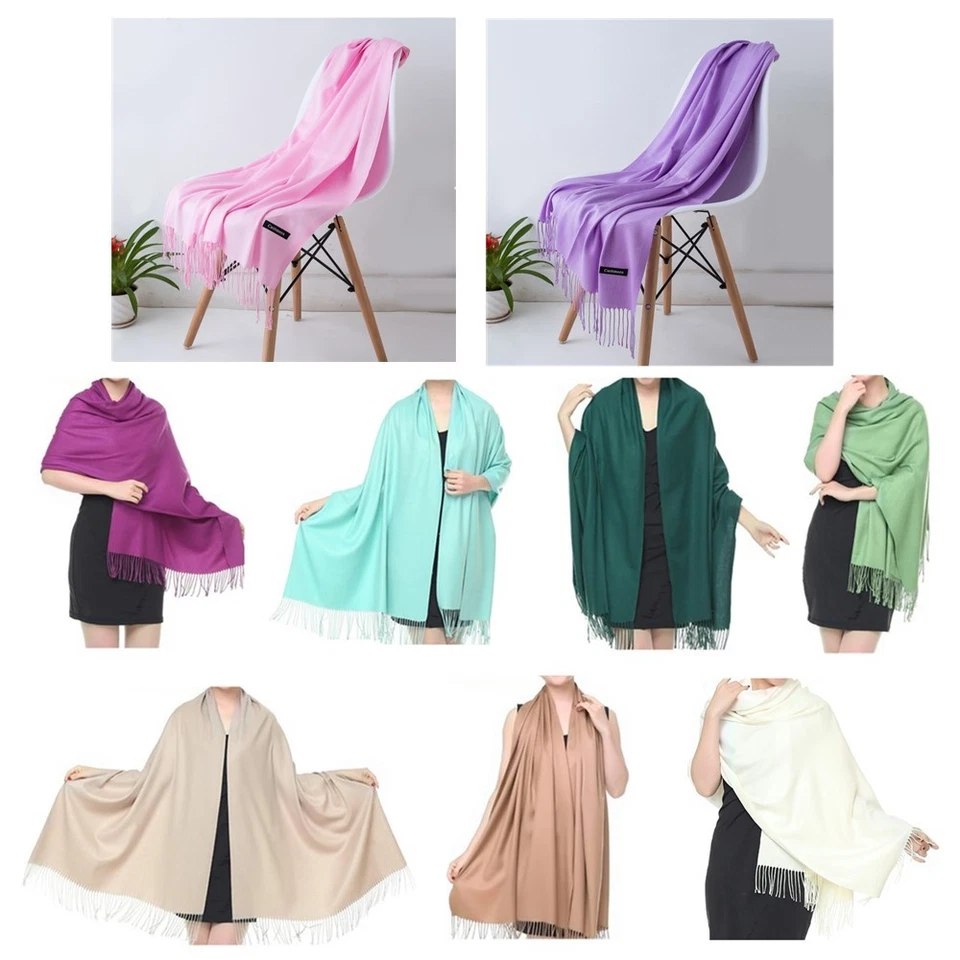 Женщин Pashmina шерсти чувствовать шелковистый классический твердый свадьбы шаль шарф украл надежном - Изображение 2 из 4