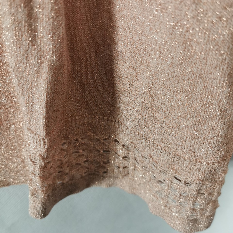 Ladies Cardigan Size 10 MARKS AND SPENCER Rose Gold Glitter Shimmer