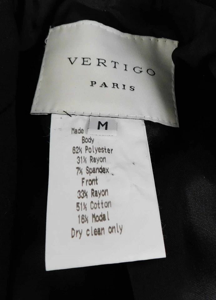 Chaqueta Blazer Vertigo Paris Negra Imitación Piel Borde Francia Talla M Foto 4 de 4