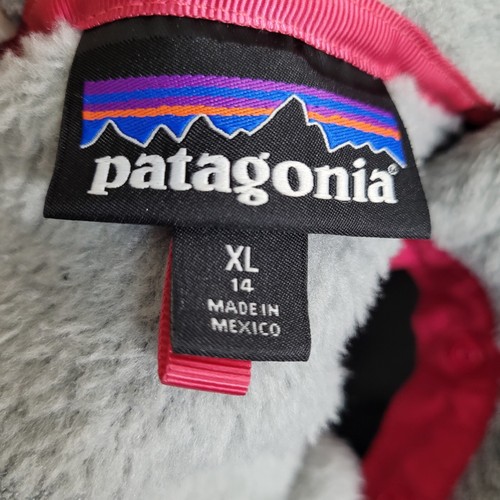 Patagonia Pullover Girls XL 14 Gray Pink Re-Tool Snap-T Fleece Style 65585 - Picture 4 of 15