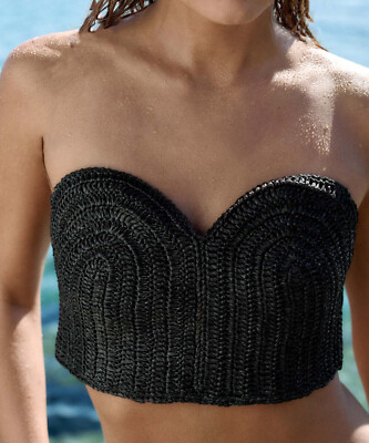 ZARA NEW WOMAN CROCHET CORSET OFF-SHOULDER TOP BLACK S,M,L 3183