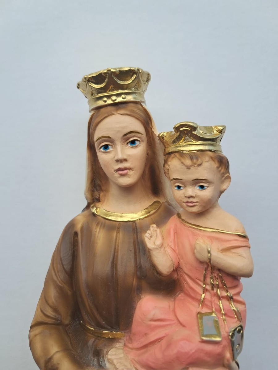 Statua In Resina Della Madonna Del Carmelo - Altezza 30 Cm, Per Interni Ed Esterni