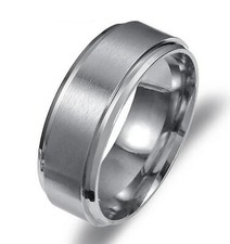 Anello Uomo Argento Acciaio Inox Colore Titanio Matrimonio Amante Coppia Anel...