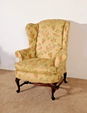 Baker Historic Charleston Mahogany Upholstered Wing Wingback Fireside Easy Chair