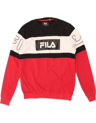FILA Herren Grafik Sweatshirt Pullover Small Mehrfarbig Colourblock Baumwolle BN14