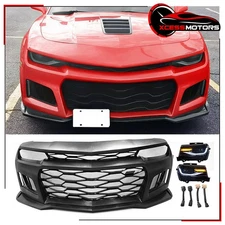 For 10-13 Chevy Camaro ZL1 Style Front Bumper Cover Conversion w/ LED Headlights