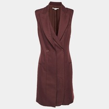 Stella McCartney Burgundy Wool Double Breasted Coat Dress S