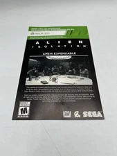 Alien: Isolation – Nostromo Edition Add On DLC Insert Only Xbox 360