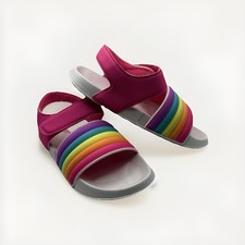 Gymboree Rainbow Slides Pink Little Girls Size 2 Strap Slip On Sandals VGUC