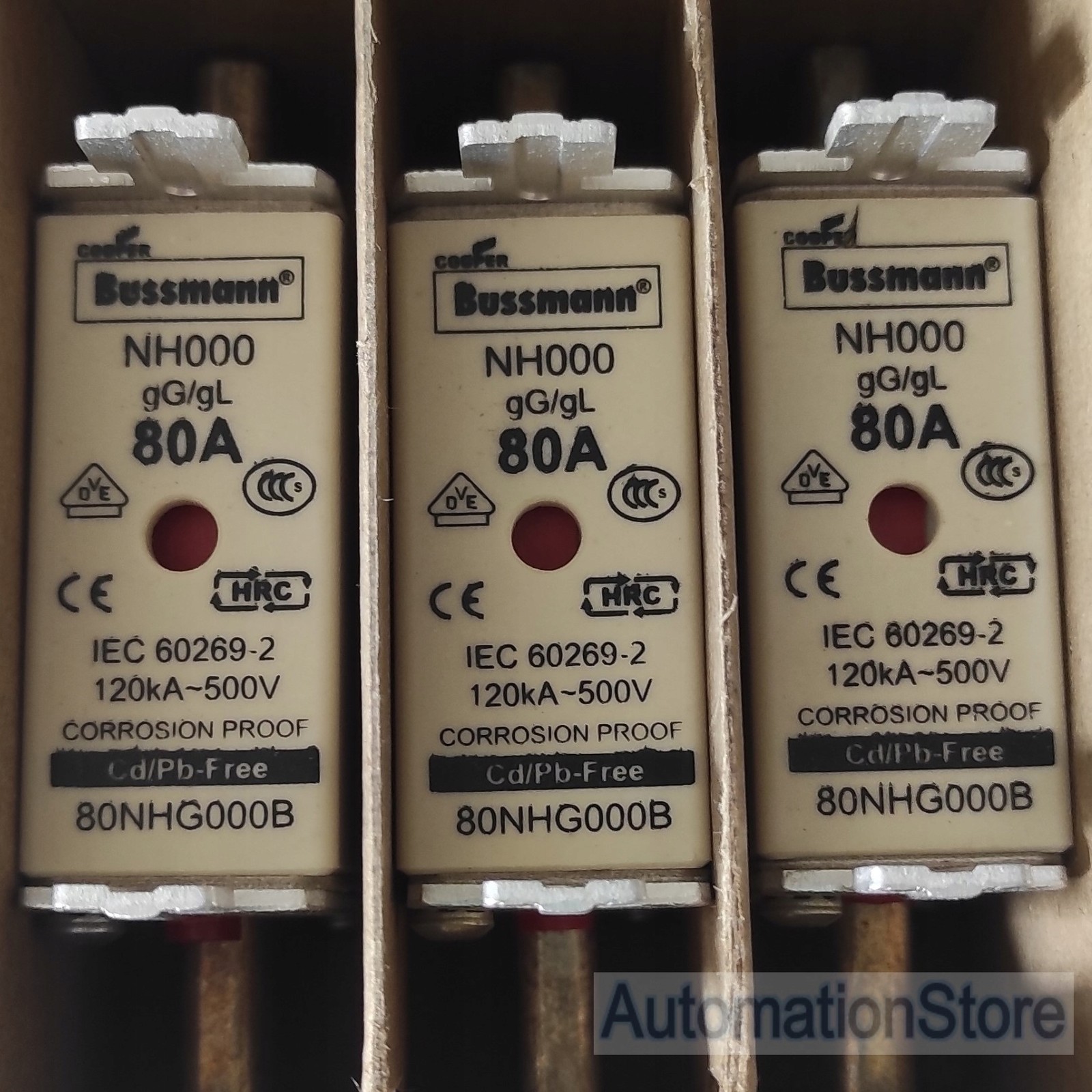 Eaton Bussmann 80NHG000B NH000 Fuse 3 Pack
