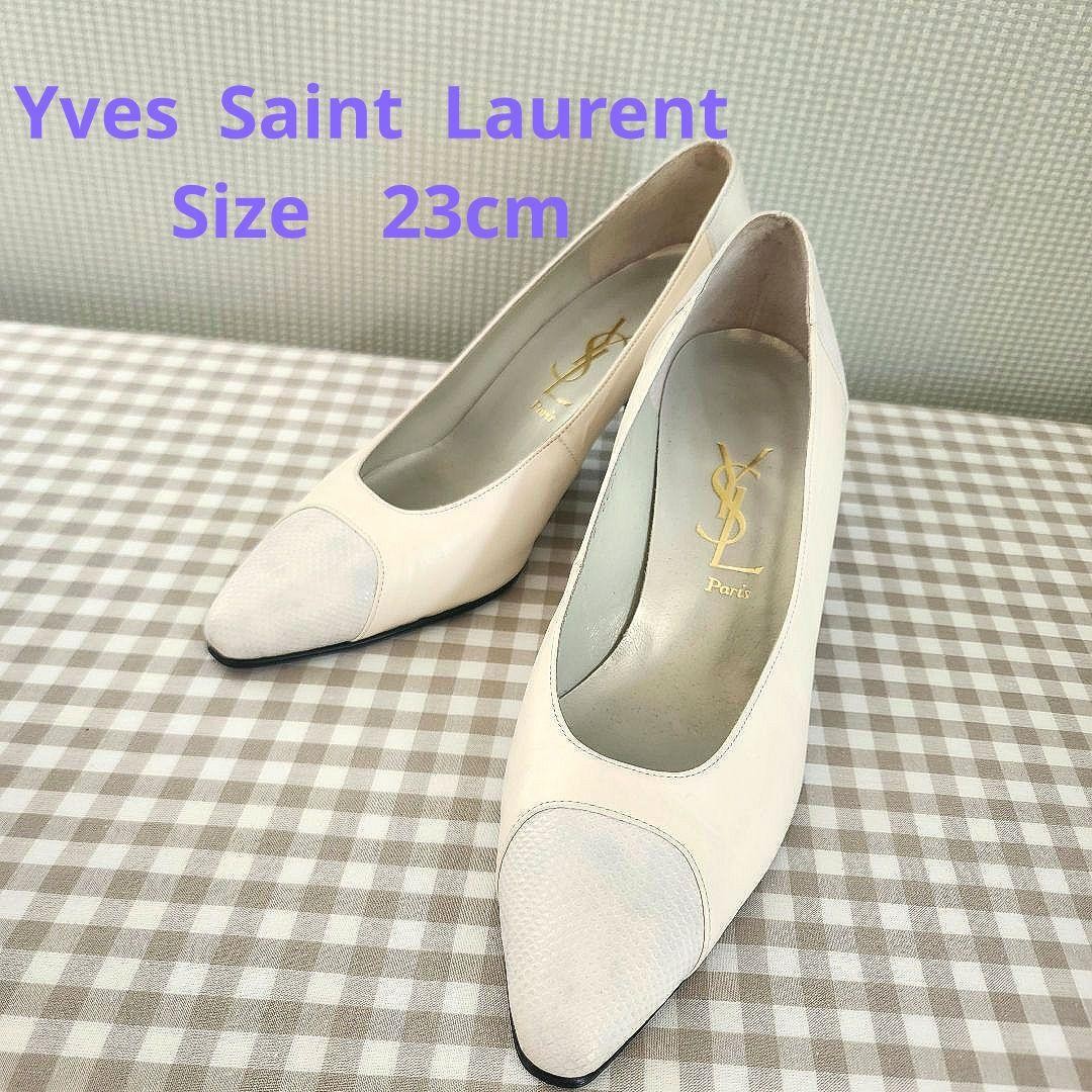 Autentiche decolte Yves Saint Laurent punta mandorla pelle bianca taglia 36 donna