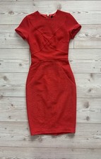 Ted Baker Red Women Dress Size 0 UK S Back Zip Short Sleeve Textured NEDELI