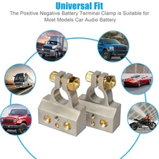 Car Battery Terminals Clamp Post 1/0 2 4 8 GA AWG Gauge Positive Negative Ports=