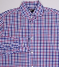 Hugo Boss Sharp Fit Blue Pink Check Cotton Dress Shirt 15-32/33