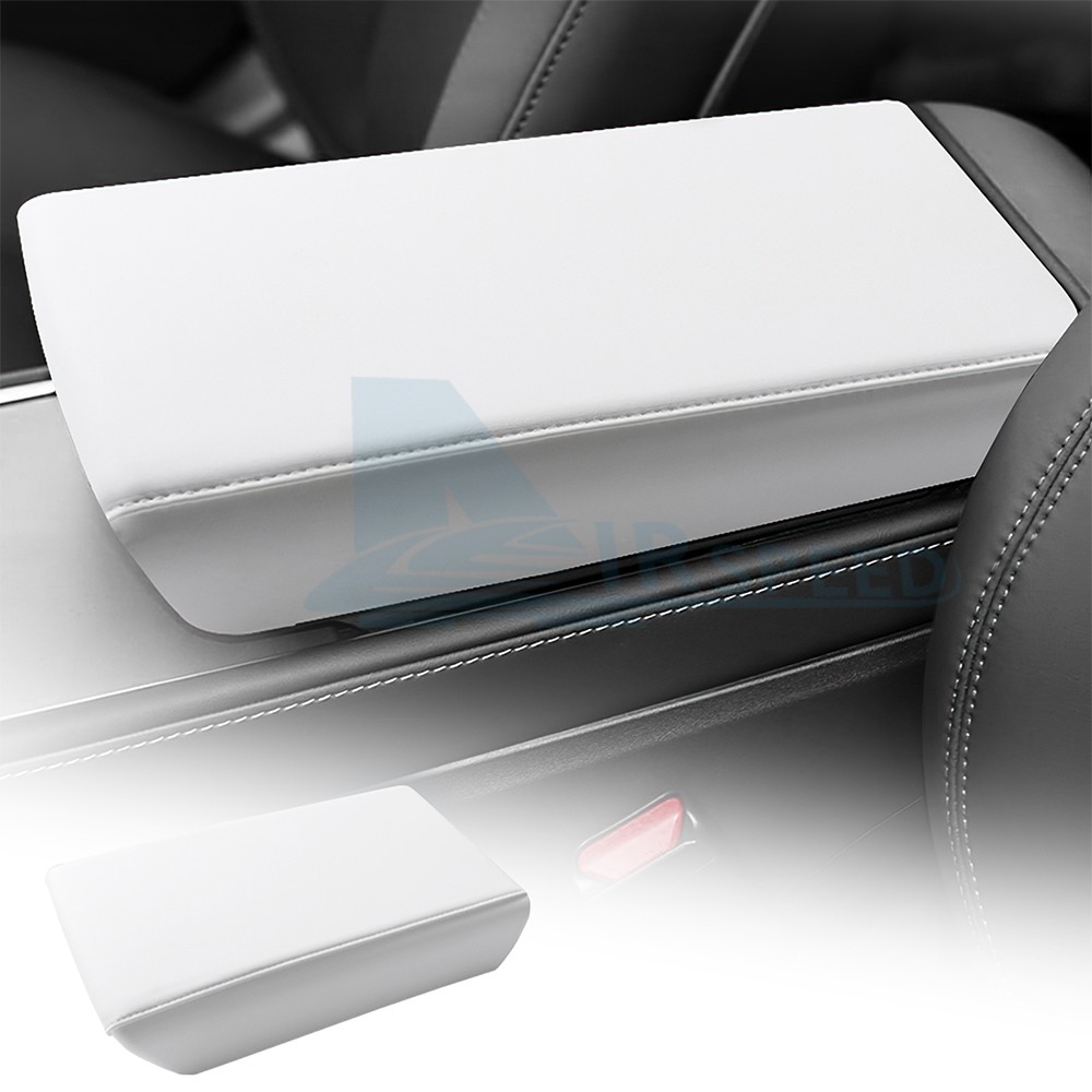 Beige Leather ABS Armrest Cover for Tesla Model Y Juniper Model 3