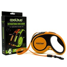 Retractable Dog Leash 16ft One Button Break Lock Heavy Duty Nylon Orange Med