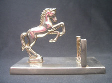 HORSE JUMPING FENCE SILVER PLATED LETTER RACK ~ EQUESTRIAN BUSINESS CARD HOLDER