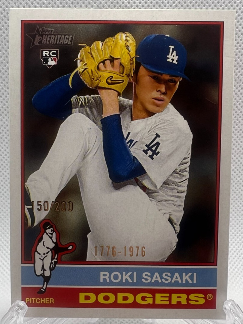 Roki Sasaki 2025 Topps Heritage Bicentennial 150/200 Dodgers Rookie RC #224