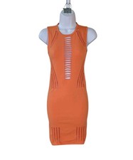 New IETS FRANS... Urban Outfitters S Orange Ladder Cutout Mini Dress Women